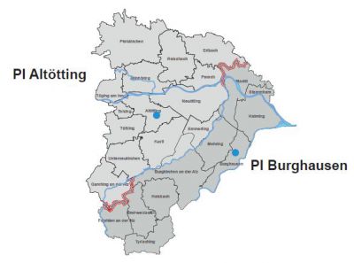 Altötting und Burghausen Dienstbereichsgrenzen der