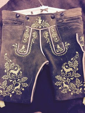 urige Hirschlederhose mit echter Säcklerseide best
